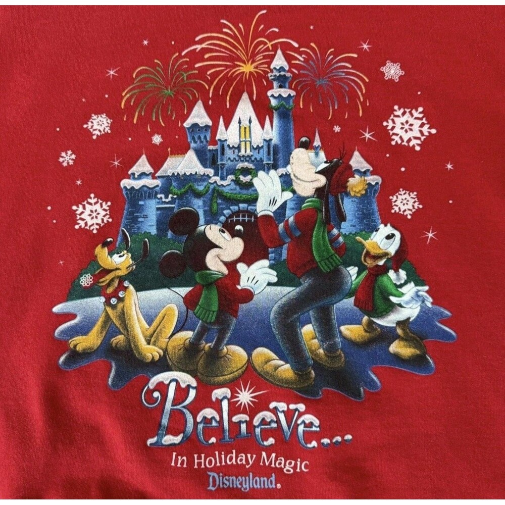 Vintage 90s Disneyland Resort Christmas Sweatshirt Size Medium Red Mickey Mouse